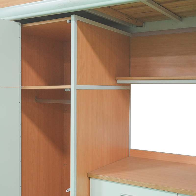 Combinación de Cama Doble para Dormitorio con Armario y Escritorio