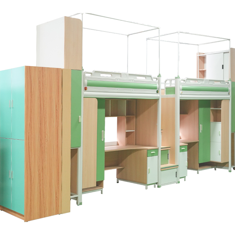Cama Litera para Dormitorio Estudiantil con Mesa de Estudio y Armario