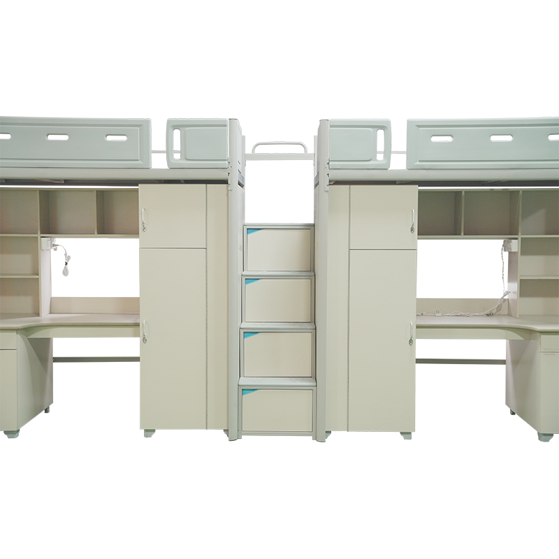 Cama Litera de Madera con Escritorio y Estantería para Dormitorio Escolar