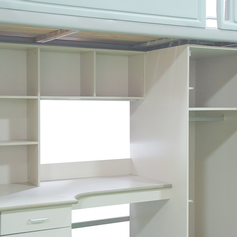 Cama Litera de Madera con Escritorio y Estantería para Dormitorio Escolar